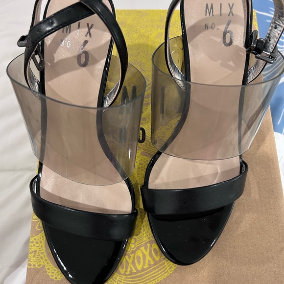 💰SALE💰 MIX NO. 6 • Black & Clear & Smoke Wedge Sandal • sz 7/ 37 - Picture 2 of 7